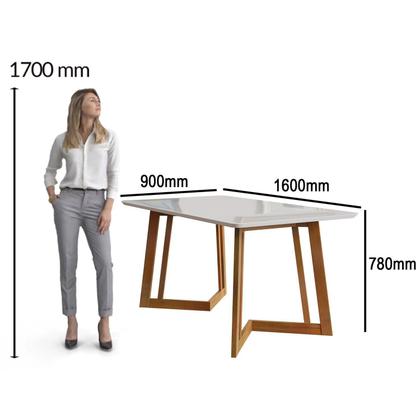 Imagem de Conjunto Mesa Califórnia com Vidro 6 Cadeiras Dakota Cerejeira Tecido A40 100% Madeira Maciça