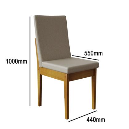 Imagem de Conjunto Mesa Califórnia com Vidro 6 Cadeiras Dakota Cerejeira Tecido A40 100% Madeira Maciça