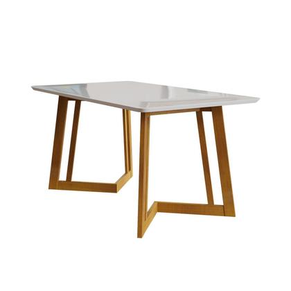 Imagem de Conjunto Mesa Califórnia com Vidro 6 Cadeiras Dakota Cerejeira Tecido A40 100% Madeira Maciça