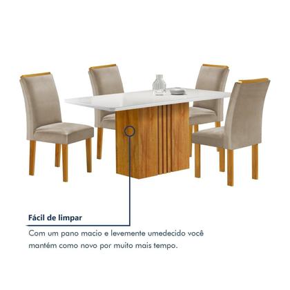 Imagem de Conjunto Mesa Celeste 120cmx90cm com 4 Cadeiras Luisa Tampo Smart Plus com Vidro