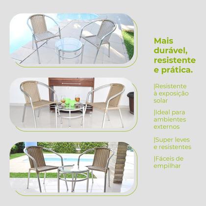 Imagem de Conjunto Mesa Centro Com Cadeiras Alumínio Leve Varanda Área Externa Casa Luxo Resistente Modelo Canela