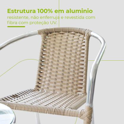 Imagem de Conjunto Mesa Centro Com Cadeiras Alumínio Leve Varanda Área Externa Casa Luxo Resistente Modelo Canela