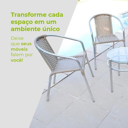 Imagem de Conjunto Mesa Centro Com Cadeiras Alumínio Leve Varanda Área Externa Casa Luxo Resistente Modelo Canela