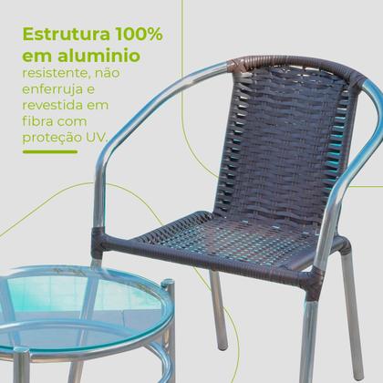 Imagem de Conjunto Mesa Centro Com Cadeiras Alumínio Leve Varanda Área Externa Casa Luxo Resistente Modelo Canela