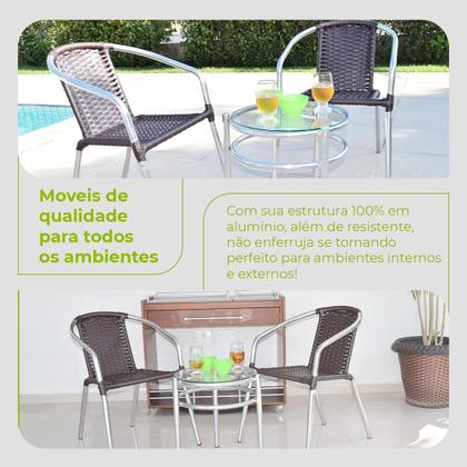 Imagem de Conjunto Mesa Centro Com Cadeiras Alumínio Leve Varanda Área Externa Casa Luxo Resistente Modelo Canela