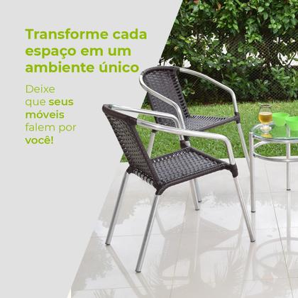 Imagem de Conjunto Mesa Centro Com Cadeiras Alumínio Leve Varanda Área Externa Casa Luxo Resistente Modelo Canela