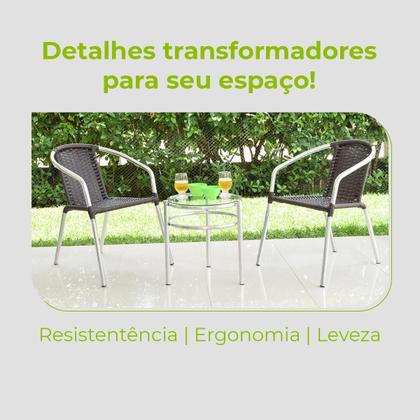 Imagem de Conjunto Mesa Centro Com Cadeiras Alumínio Leve Varanda Área Externa Casa Luxo Resistente Modelo Canela