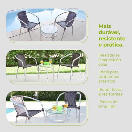 Imagem de Conjunto Mesa Centro Com Cadeiras Alumínio Leve Varanda Área Externa Casa Luxo Resistente Modelo Canela