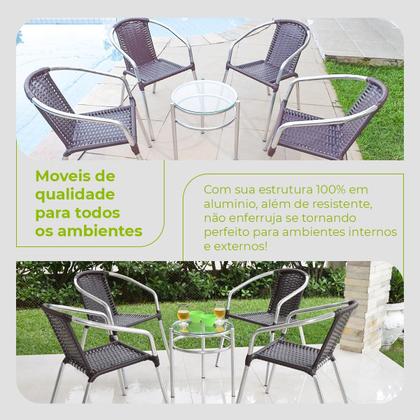 Imagem de Conjunto Mesa Centro Com Cadeiras Alumínio Leve Varanda Área Externa Casa Luxo Resistente Modelo Canela