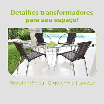 Imagem de Conjunto Mesa Centro Com Cadeiras Alumínio Leve Varanda Área Externa Casa Luxo Resistente Modelo Canela