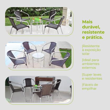 Imagem de Conjunto Mesa Centro Com Cadeiras Alumínio Leve Varanda Área Externa Casa Luxo Resistente Modelo Canela