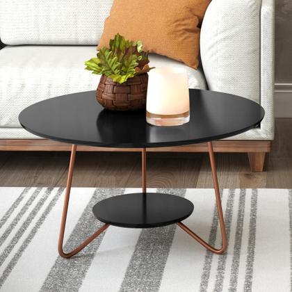 Imagem de Conjunto Mesa Centro e Apoio Liz com Pés de Ferro Preto - RPM Móveis