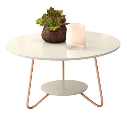 Imagem de Conjunto Mesa Centro + Lateral Mdf Pés Ferro Estilo Retrô
