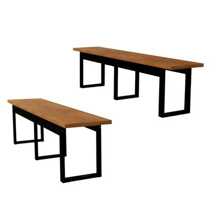 Imagem de Conjunto Mesa Com 2 Bancos Base De Ferro Estilo Industrial Área Lazer