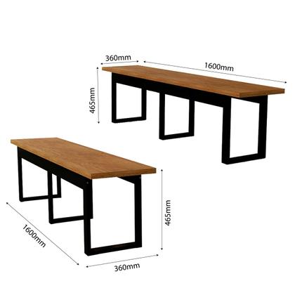 Imagem de Conjunto Mesa Com 2 Bancos Base De Ferro Estilo Industrial Área Lazer