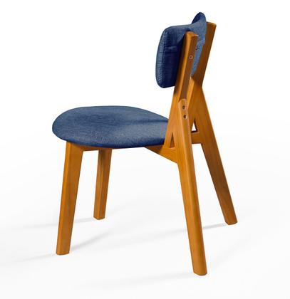 Imagem de Conjunto Mesa com 4 Cadeiras em Madeira e Linho