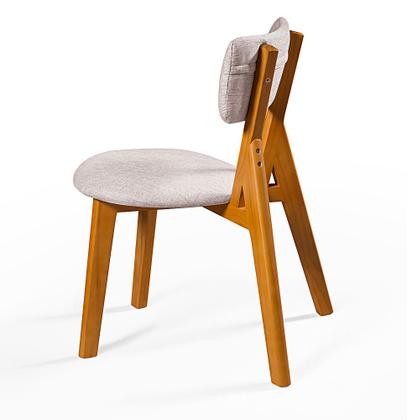 Imagem de Conjunto Mesa com 4 Cadeiras em Madeira e Linho