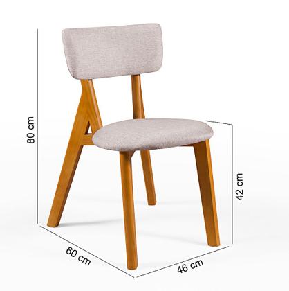 Imagem de Conjunto Mesa com 4 Cadeiras em Madeira e Linho