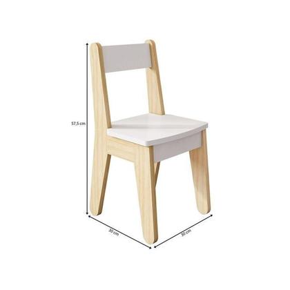 Imagem de Conjunto Mesa com Cadeira e Baú Infantil Corujinha Casatema Branco/Natural