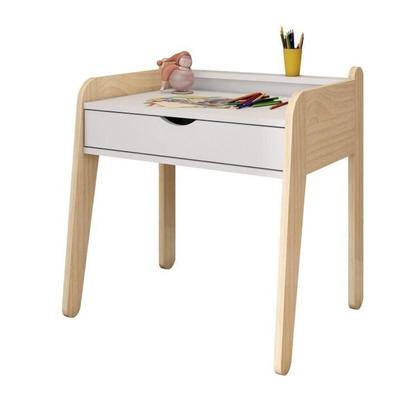 Imagem de Conjunto Mesa com Cadeira e Baú Infantil Corujinha Casatema Branco/Natural