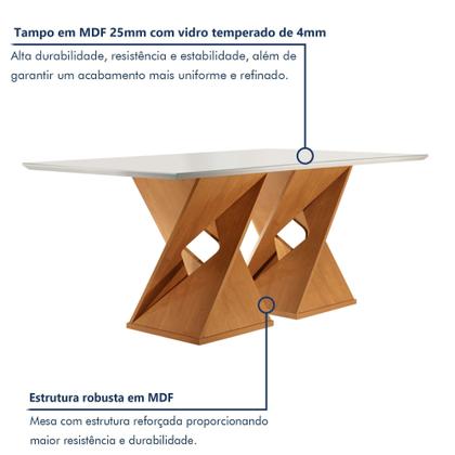 Imagem de Conjunto Mesa com Vidro e 8 Cadeiras 200cmx90cm Barcelona Yescasa
