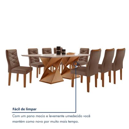 Imagem de Conjunto Mesa com Vidro e 8 Cadeiras 200cmx90cm Barcelona Yescasa
