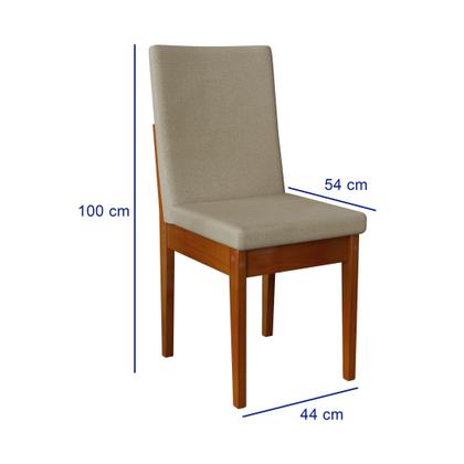 Imagem de Conjunto Mesa Com Vidro Pés Madeira Maciça 6 Cadeiras Madeira Dakota Tecido A40