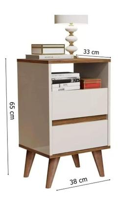 Imagem de Conjunto Mesa de cabeceira 2 gavetas retrô pés palitos -Lotus- CM