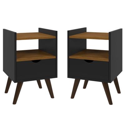 Imagem de Conjunto Mesa de Cabeceira Alice Quarto Casal e Cabeceira de Cama 1,40 cm preto - GK MOVEIS