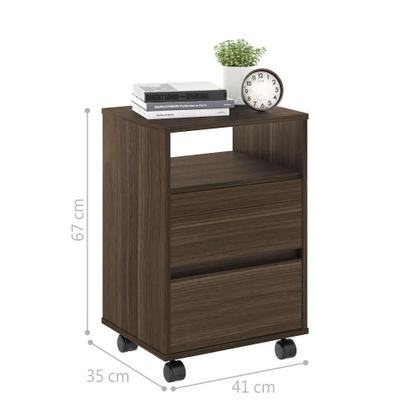 Imagem de Conjunto Mesa de Cabeceira com Rodízios Nadi Marrom