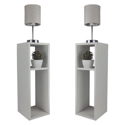 Imagem de Conjunto Mesa De Cabeceira Pequena 20x20x60cm Branco Quarto Sala