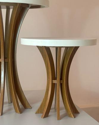 Imagem de Conjunto Mesa de Canto Cálice Sofá Sala Quarto 40 e 60 cm de altura Branco