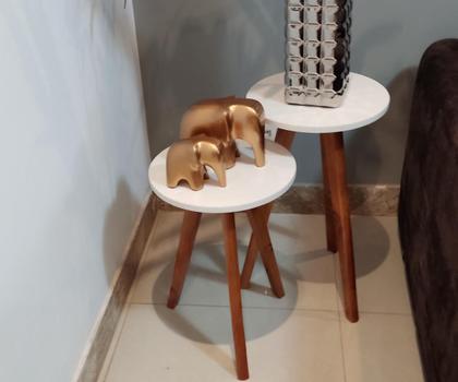 Imagem de Conjunto Mesa de Canto Eiffel Off White - 2 Unidades