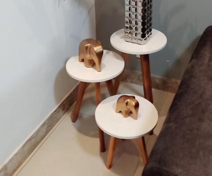 Imagem de Conjunto Mesa de Canto Eiffel Off White - 3 Unidades