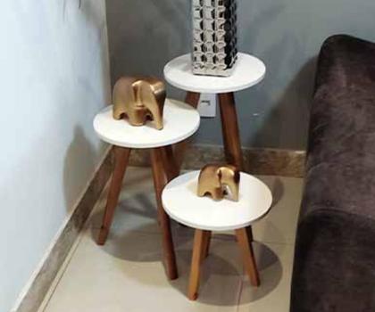 Imagem de Conjunto Mesa de Canto Eiffel Off White - 3 Unidades