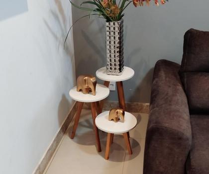 Imagem de Conjunto Mesa de Canto Eiffel Off White - 3 Unidades