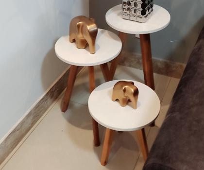 Imagem de Conjunto Mesa de Canto Eiffel Off White - 3 Unidades