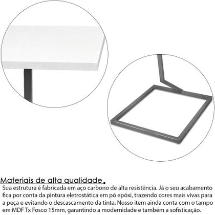 Imagem de Conjunto Mesa de Canto Lateral Square Dupla Quadrada Prata e Branco
