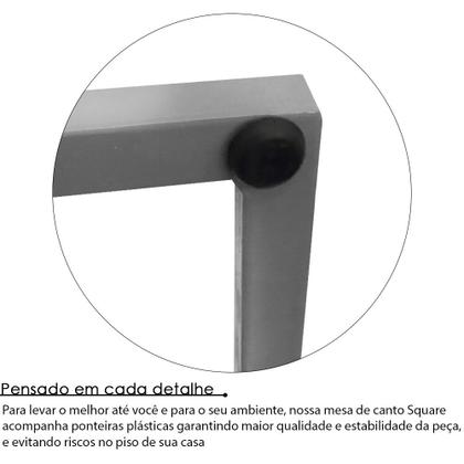 Imagem de Conjunto Mesa de Canto Lateral Square Dupla Quadrada Prata e Branco