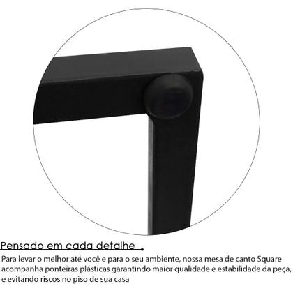 Imagem de Conjunto Mesa de Canto Lateral Square Dupla Quadrada Preto e Branco