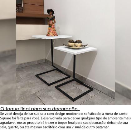 Imagem de Conjunto Mesa de Canto Lateral Square Dupla Quadrada Preto e Branco