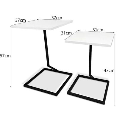 Imagem de Conjunto Mesa de Canto Lateral Square Dupla Quadrada Preto e Branco