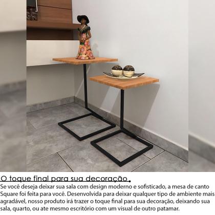 Imagem de Conjunto Mesa de Canto Lateral Square Dupla Quadrada Preto e Jade