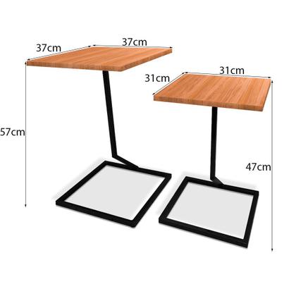 Imagem de Conjunto Mesa de Canto Lateral Square Dupla Quadrada Preto e Jade