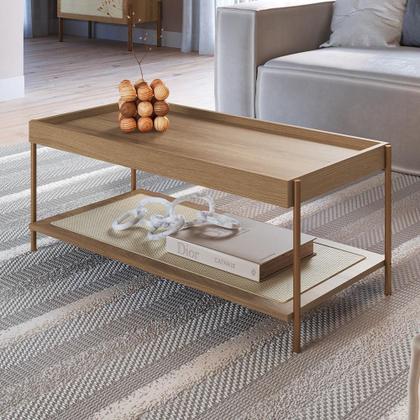 Imagem de Conjunto Mesa de Centro e Mesa Lateral Para Sala Industrial Indy A03 Hanover Dourado - Lyam Decor