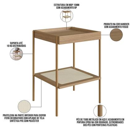 Imagem de Conjunto Mesa de Centro e Mesa Lateral Para Sala Industrial Indy A03 Hanover Dourado - Lyam Decor