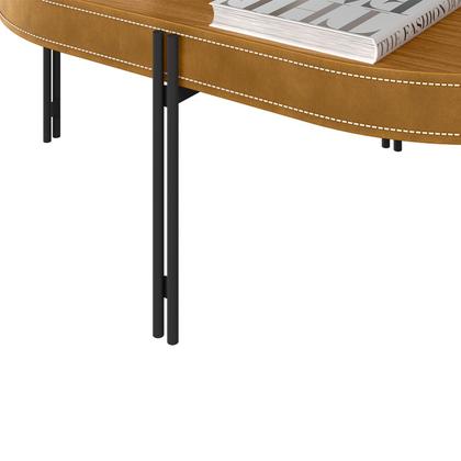 Imagem de Conjunto Mesa De Centro Oval  C/ Aparador P/ Sala Estar Escritório Área Gourmet Pés Metálicos Mônaco