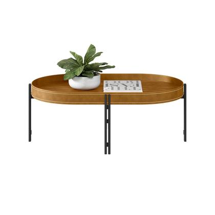 Imagem de Conjunto Mesa De Centro Oval  C/ Aparador P/ Sala Estar Escritório Área Gourmet Pés Metálicos Mônaco