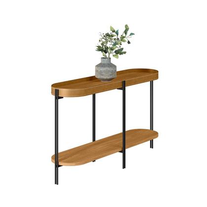 Imagem de Conjunto Mesa De Centro Oval  C/ Aparador P/ Sala Estar Escritório Área Gourmet Pés Metálicos Mônaco