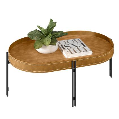 Imagem de Conjunto Mesa De Centro Oval  C/ Aparador P/ Sala Estar Escritório Área Gourmet Pés Metálicos Mônaco